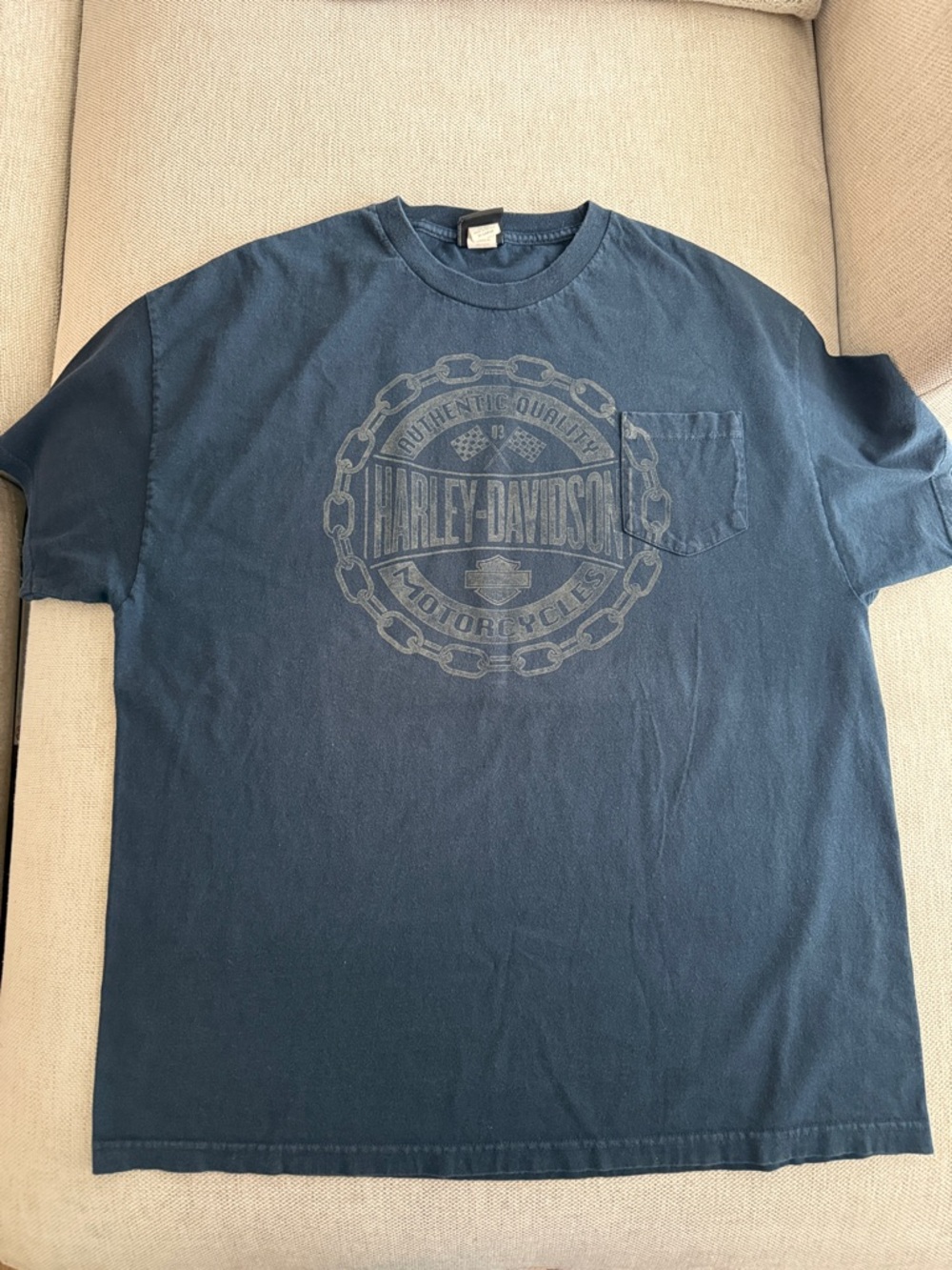 Harley-Davidson Dark Blue Short Sleeve Logo Pocket Tee